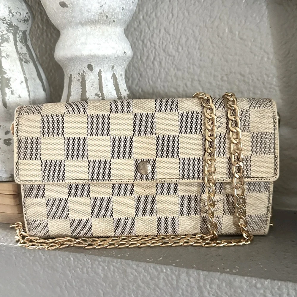 LOUIS VUITTON Damier Azur Coated Canvas Leather Sarah converted